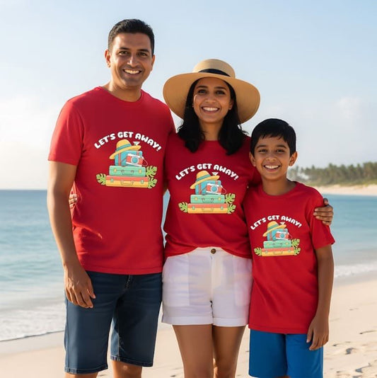 Let's Get Away ..! Total Family Twining Red T-shirt
