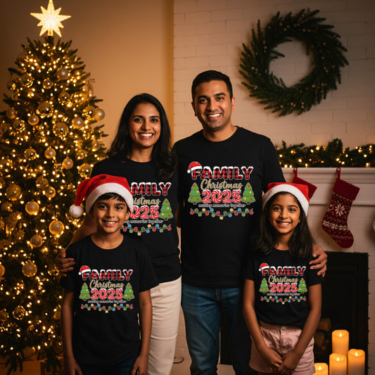 Family Christmas 2025 T-Shirt Collection - Black T-Shirt