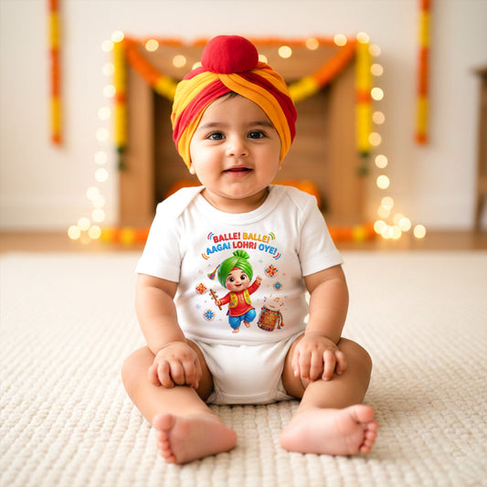 lohri dress for baby soft cotton white bodysuit