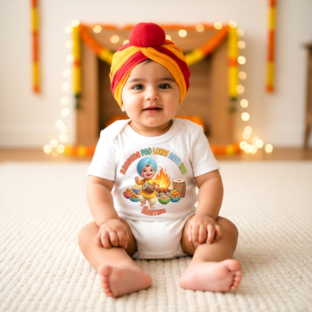 bhangda lohri dress for baby with name printed 