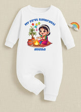 White romper for girl with Sankranti dress 