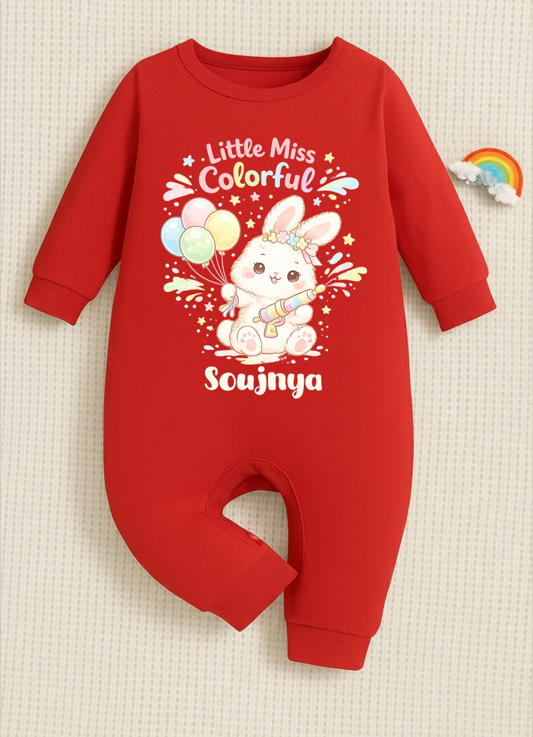 New Born & Baby Clothing | Baby My First Holi Little Miss Colorful with Customized Baby Name | Soft Dress