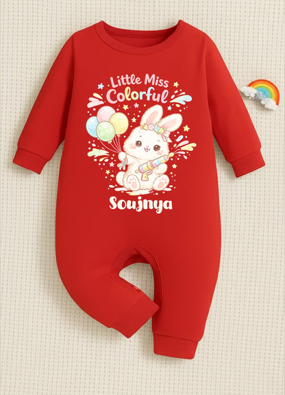 New Born & Baby Clothing | Baby My First Holi Little Miss Colorful with Customized Baby Name | Soft Dress