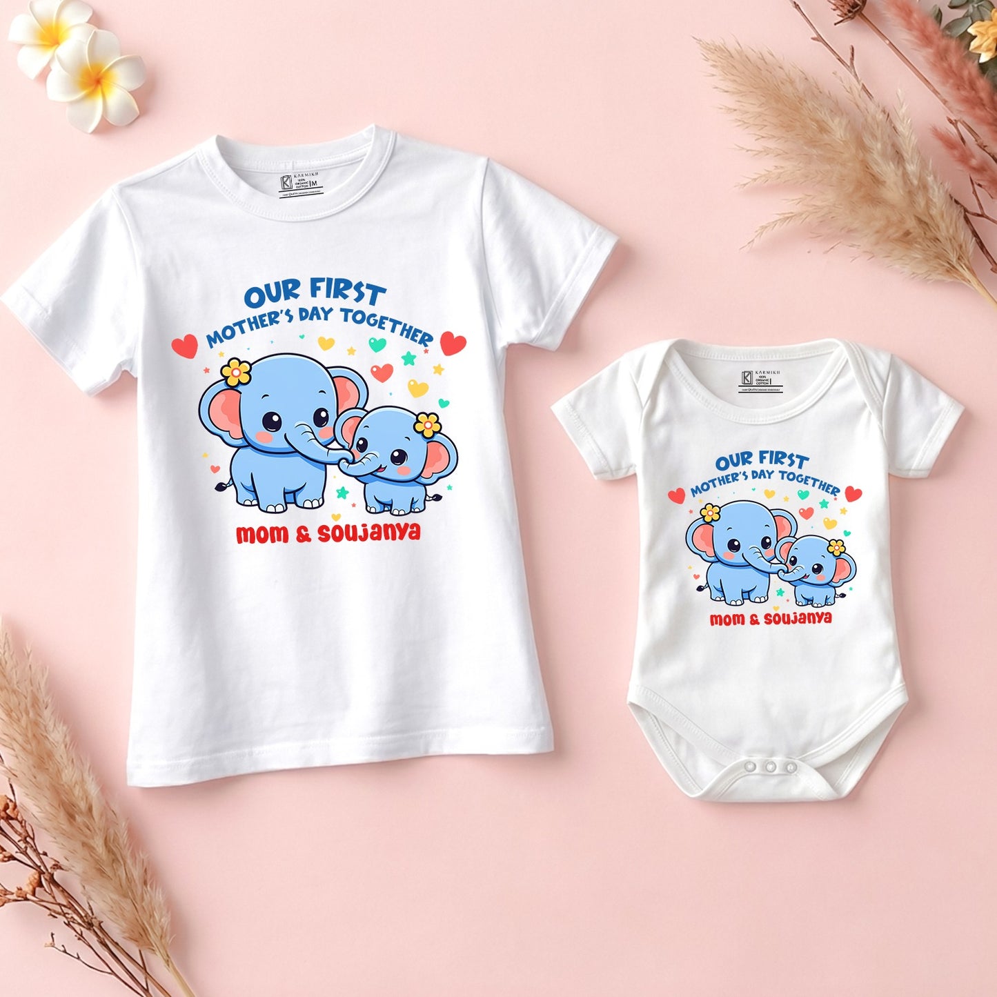 New Born & Baby Clothing | Our First Mother Day Together White Combo | Soft Cotton