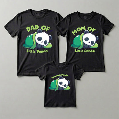 Panda Theme ! Total Family Twinning Black T-shirt