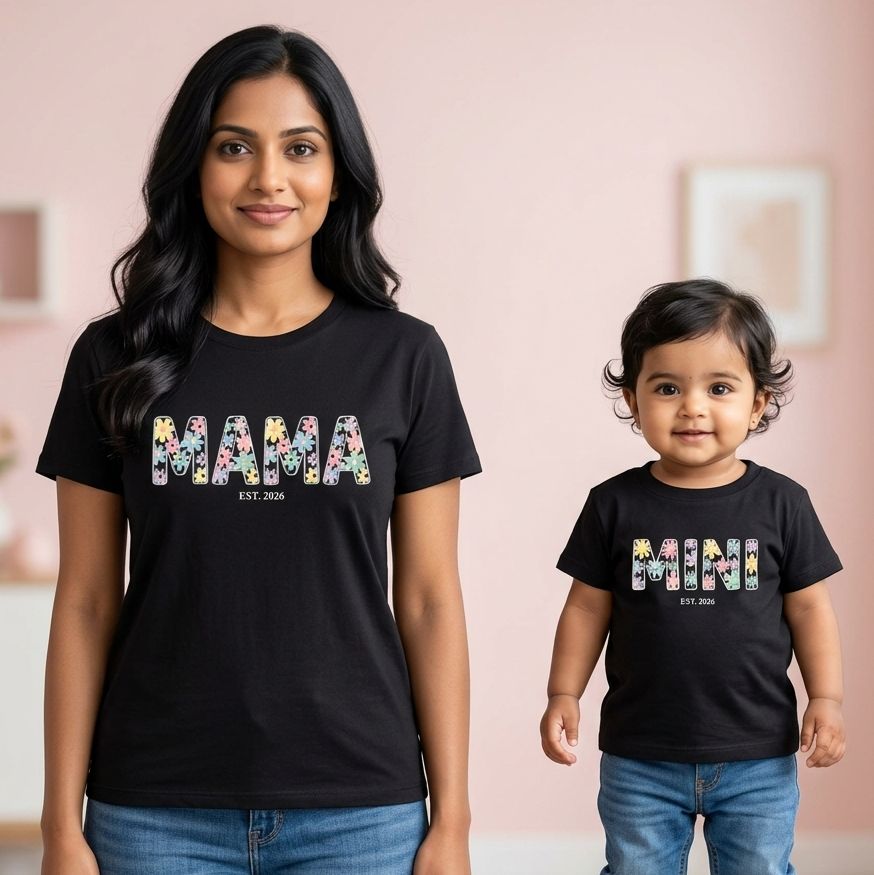 Mama & Mini With Customized Baby Birth Year T-shirt Combo