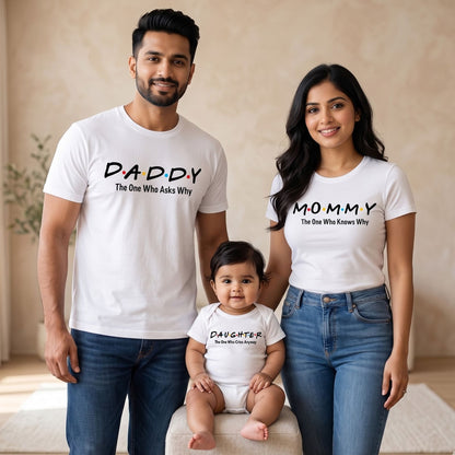 New Born & Baby Clothing | Mommy Daddy Daughter  T-shirts & Bodysuite White Combo | Soft Cotton