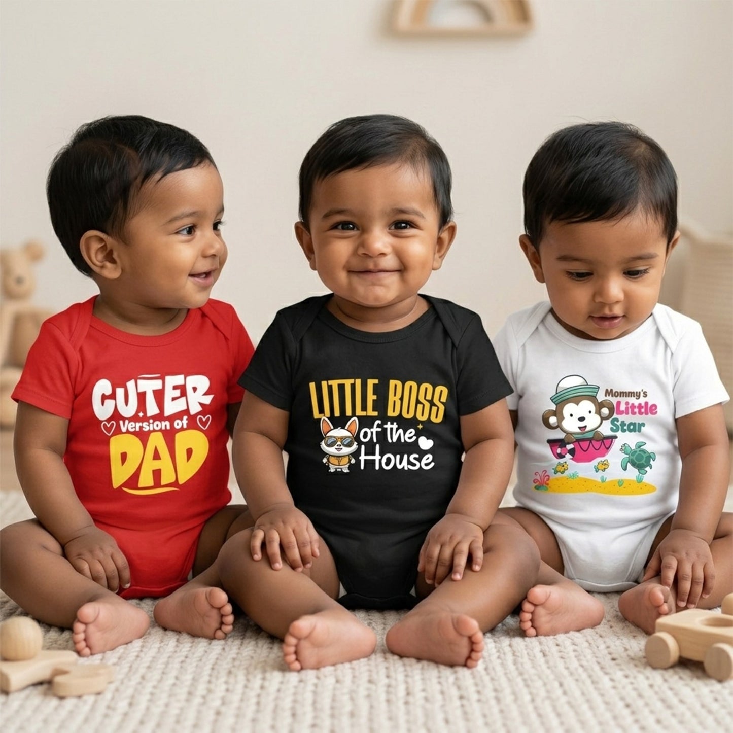 New Born & Baby Clothing | Graphic 3 Colours Soft Cotton Bodysuits | Soft Cotton