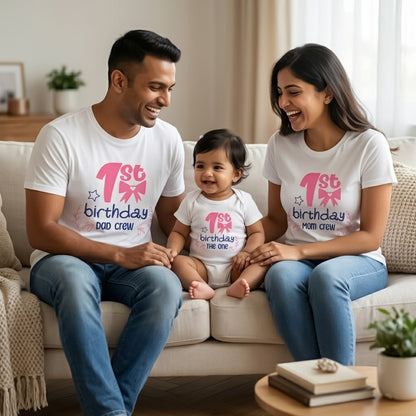 First Birthday | First Birthday Crew White T-shirt Whole Family Twinning | Family Twinning Collection
