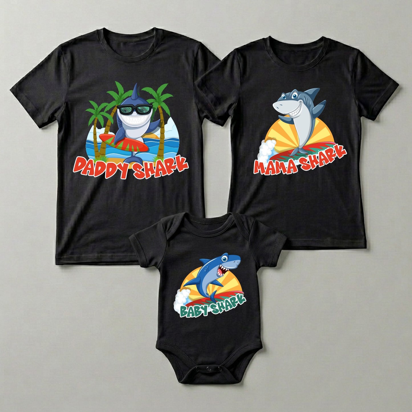 New Born & Baby Clothing | Shark Design Black T-shirts & Bodysuit Combo | Soft Cotton