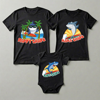 New Born & Baby Clothing | Shark Design Black T-shirts & Bodysuit Combo | Soft Cotton