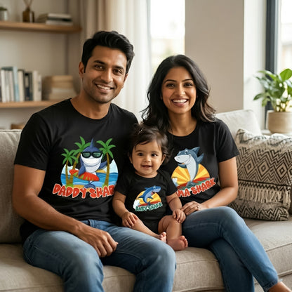 New Born & Baby Clothing | Shark Design Black T-shirts & Bodysuit Combo | Soft Cotton