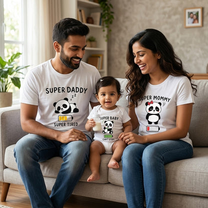 New Born & Baby Clothing | Super Family T-shirts & Bodysuite White Combo | Soft Cotton