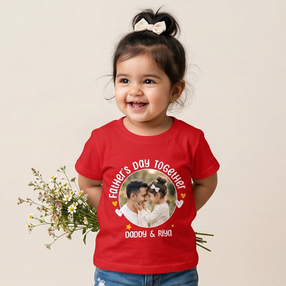 New Born & Baby Clothing | Fathers Day Together Daughter Customized Image & Name Red T-shirt | Soft T-shirt