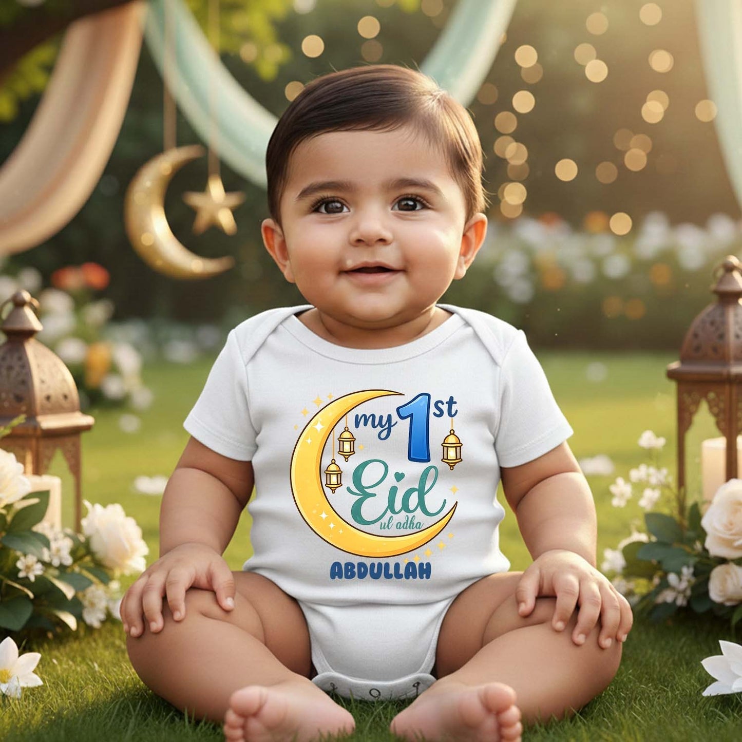 Newborn & Baby Clothing | My 1st Eid Ul Adha Dress With Personalized Baby Boy Name | Soft Cotton