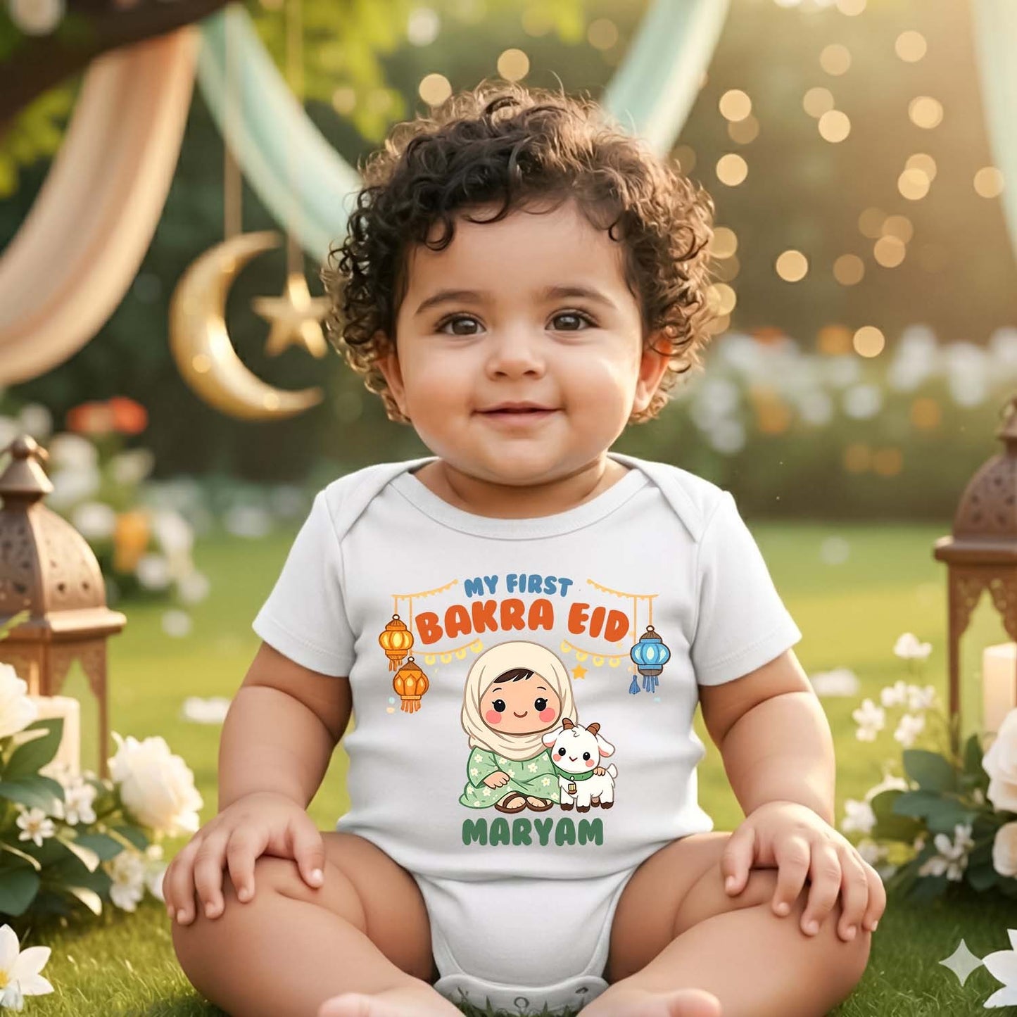 Newborn & Baby Clothing | My First Bakra Eid With Customized Baby Girl Name | Soft Cotton