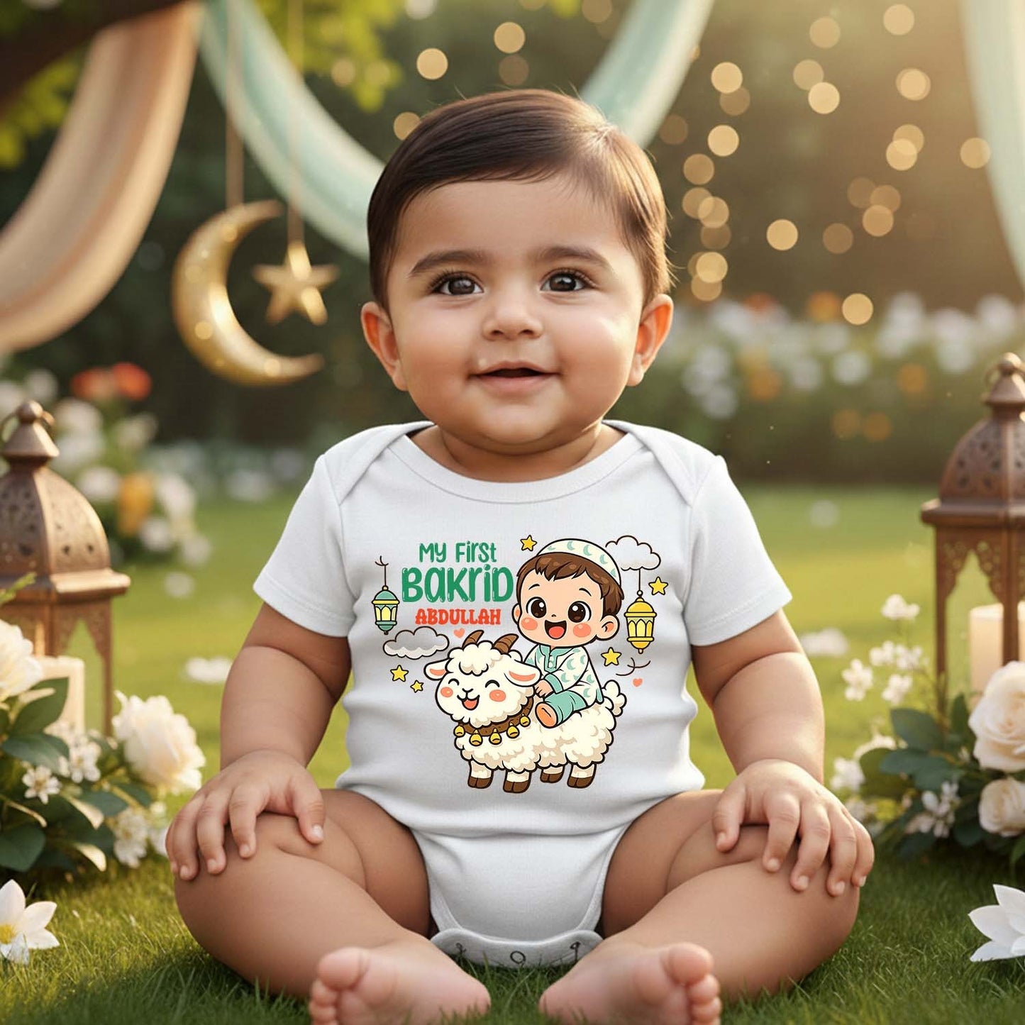 Newborn & Baby Clothing | My First Bakrid  Dress With Personalized Baby Boy Name Boy Graphic | Soft Cotton