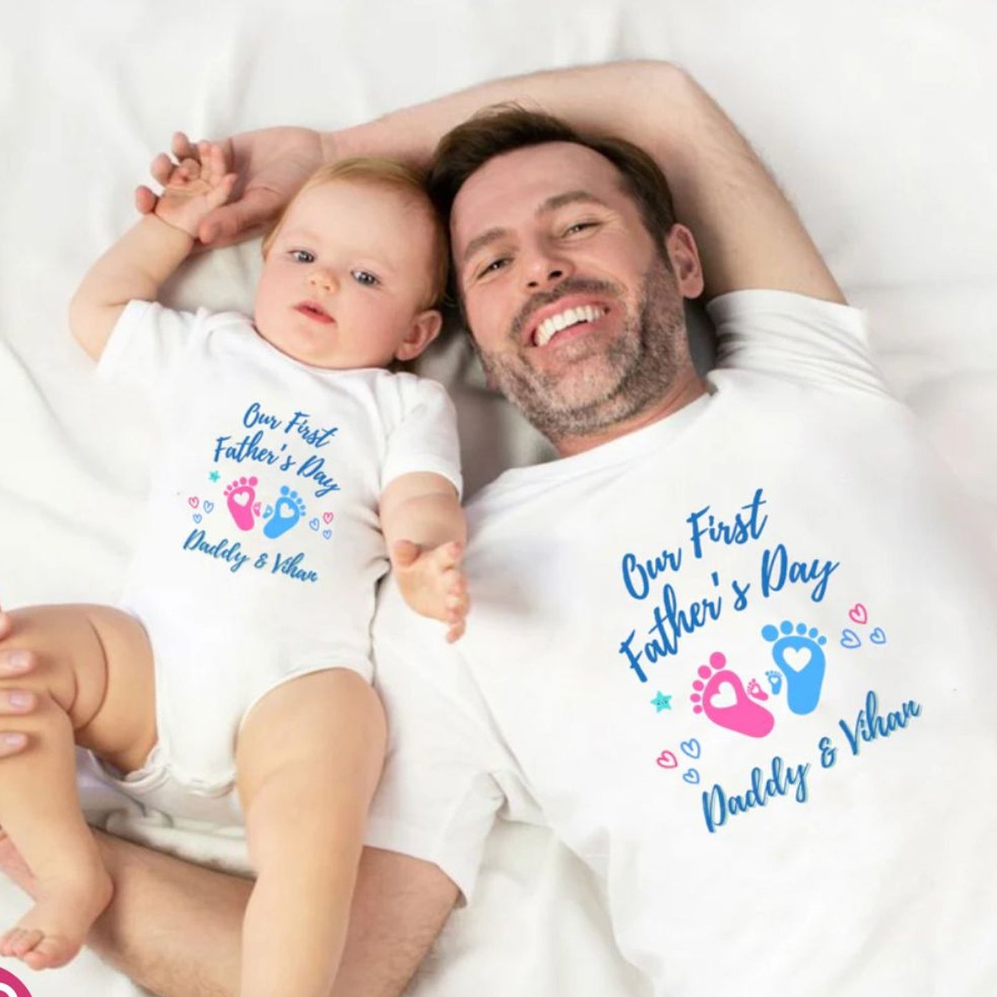 New Born & Baby Clothing | Our First Father's Day Together With Footprints Design | Soft T-shirt