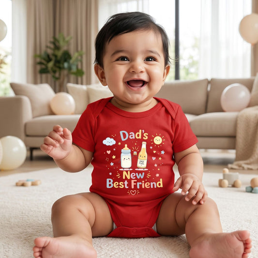 New Born & Baby Clothing | Dad's New Best Friend Red Bodysuit | Soft Cotton