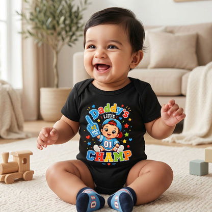 New Born & Baby Clothing | Daddy's Little Champ Black Bodysuit | Soft Cotton
