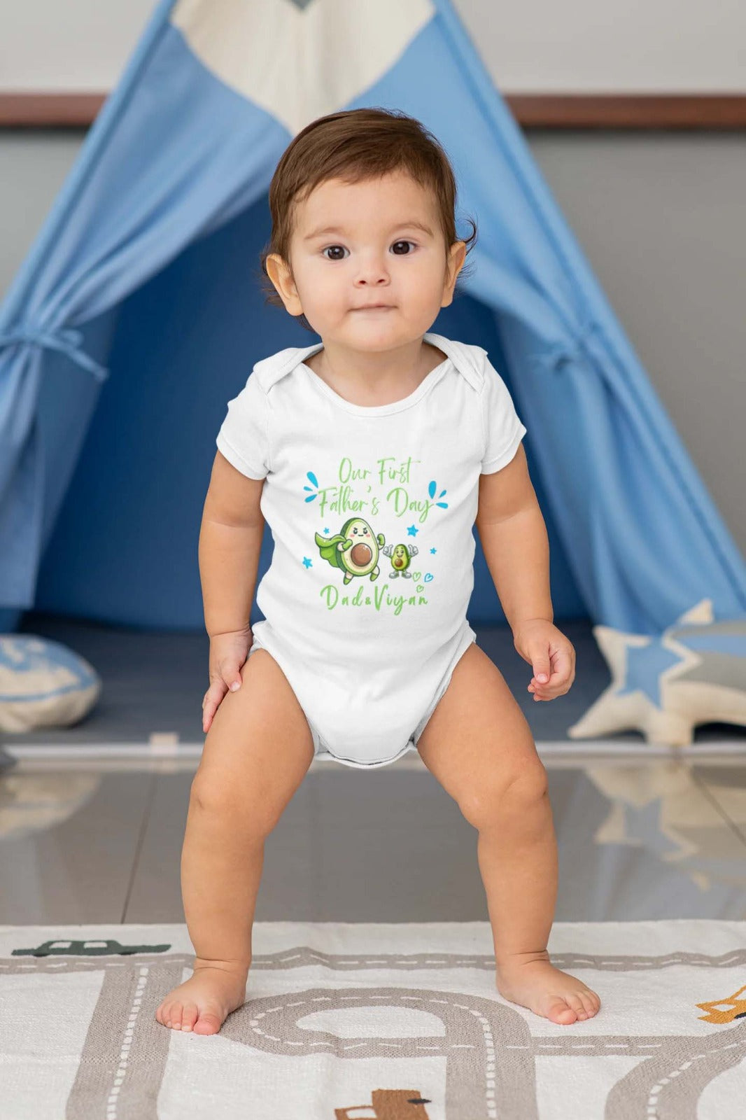 Father's Day customized baby name _white onesie