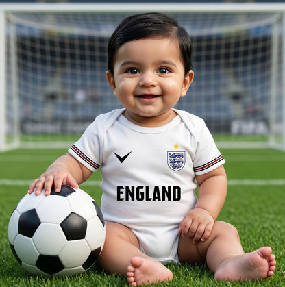 New Born & Baby clothing | England Football Fan Baby Romper with Customized Baby Name Printed | Soft Cotton
