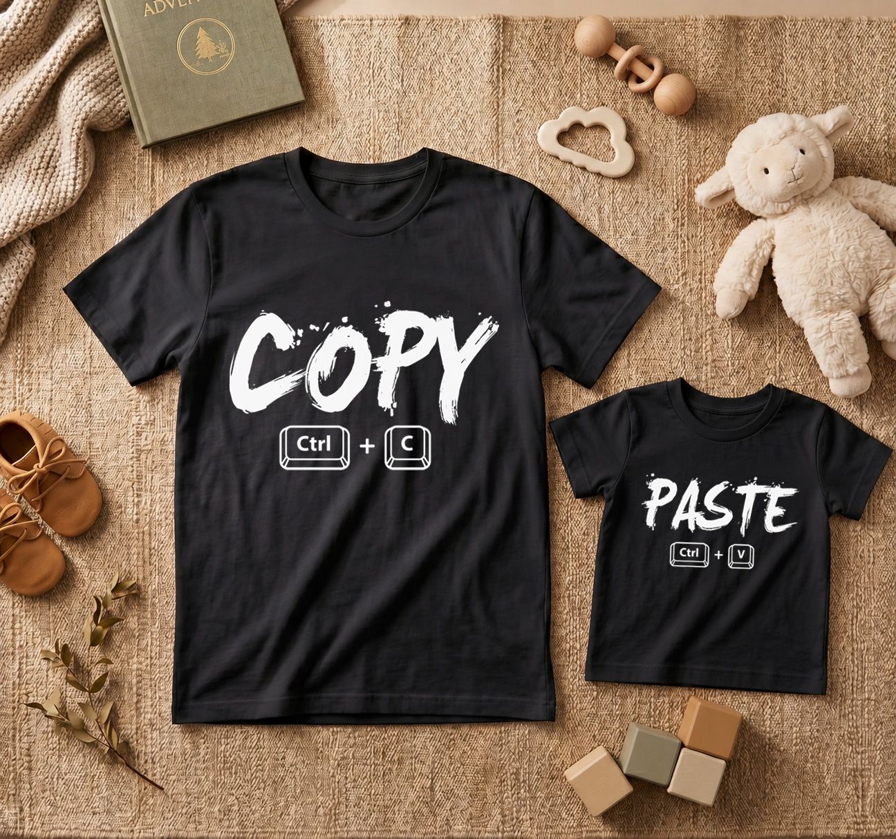 New Born & Baby Clothing | Copy Paste Twinning Sets T-shirt Black | Soft T-shirt