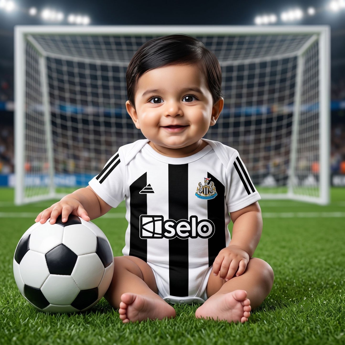 New Born & Baby clothing | Newcastle Football Fan Baby Romper with Customized Baby Name Printed | Soft Cotton