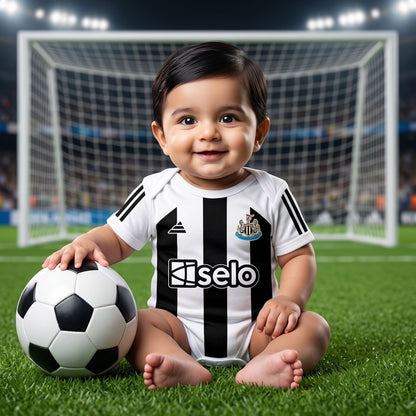 New Born & Baby clothing | Newcastle Football Fan Baby Romper with Customized Baby Name Printed | Soft Cotton