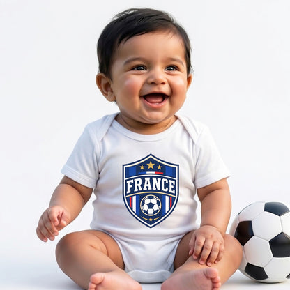 New Born & Baby clothing | France Football Fan Baby Romper with Customized Baby Name Printed | Soft Cotton
