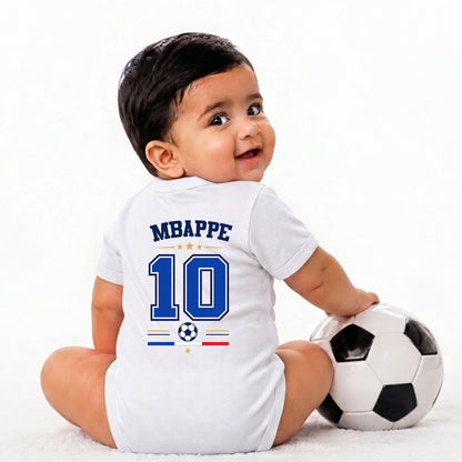 New Born & Baby clothing | France Football Fan Baby Romper with Customized Baby Name Printed | Soft Cotton