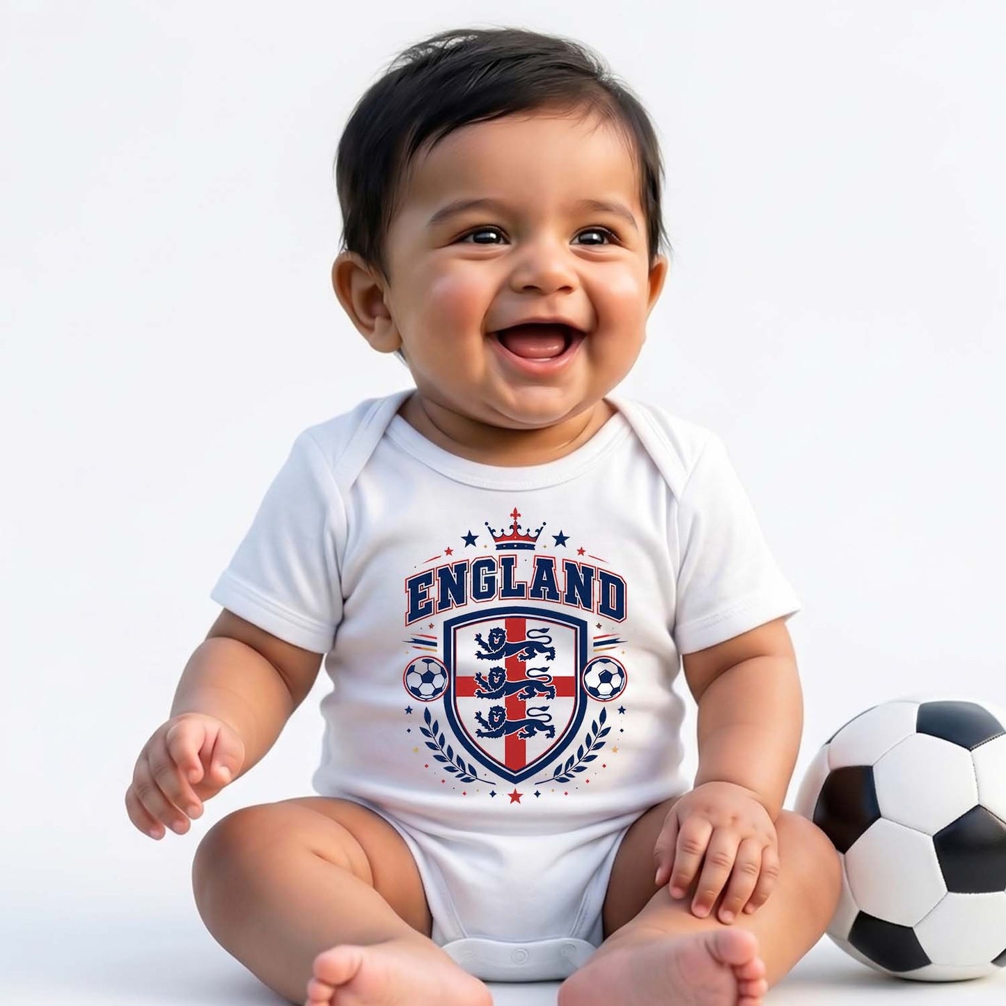 New Born & Baby clothing | England Football Fan Baby Romper with Customized Baby Name Printed | Soft Cotton
