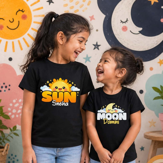 Combo pack of Sun Moon siblings Black Tees