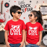 Combo pack of Cool Brother & Sister siblings Red Tees