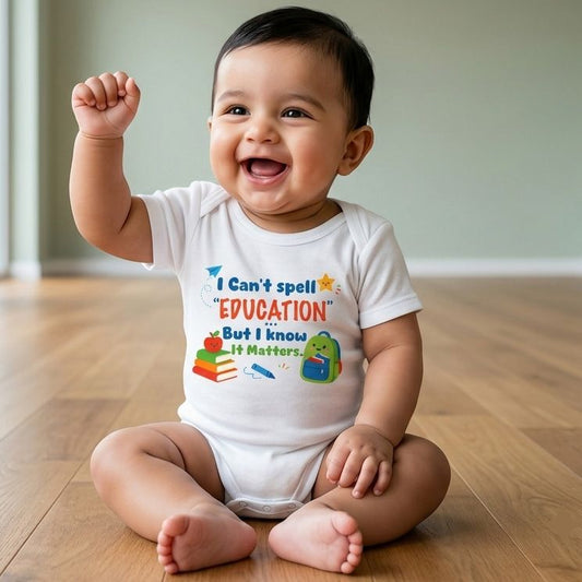 New Born & Baby Clothing | I Can't Spell Education But I know It Matters | Soft Cotton