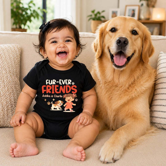 New Born & Baby Clothing | Fur-Ever Friends Customized Baby Name & Pet Name | Soft Cotton