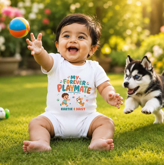 New Born & Baby Clothing | MyForever Playmate Customized Baby Name & Pet Name | Soft Cotton
