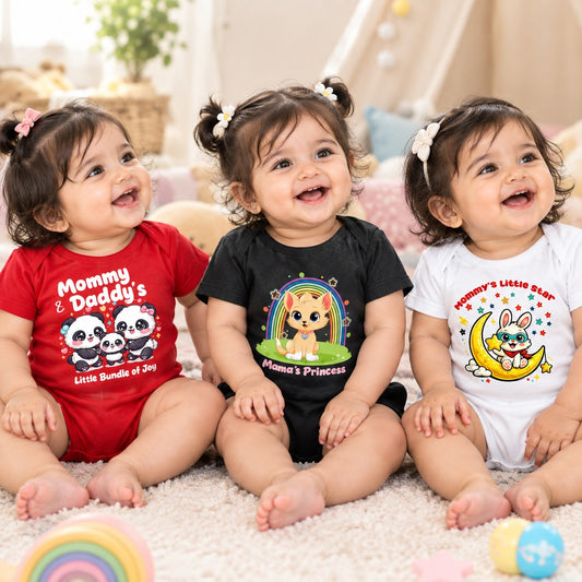 New Born & Baby Clothing | 3 Soft Cotton Pack Bodysuits Graphic Printed | Soft Cotton