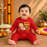 My First Onam_ Red Full Romper