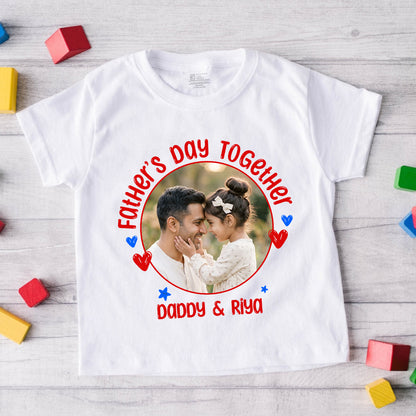 New Born & Baby Clothing | Fathers Day Together Daughter Customized Image & Name White T-shirt | Soft T-shirt