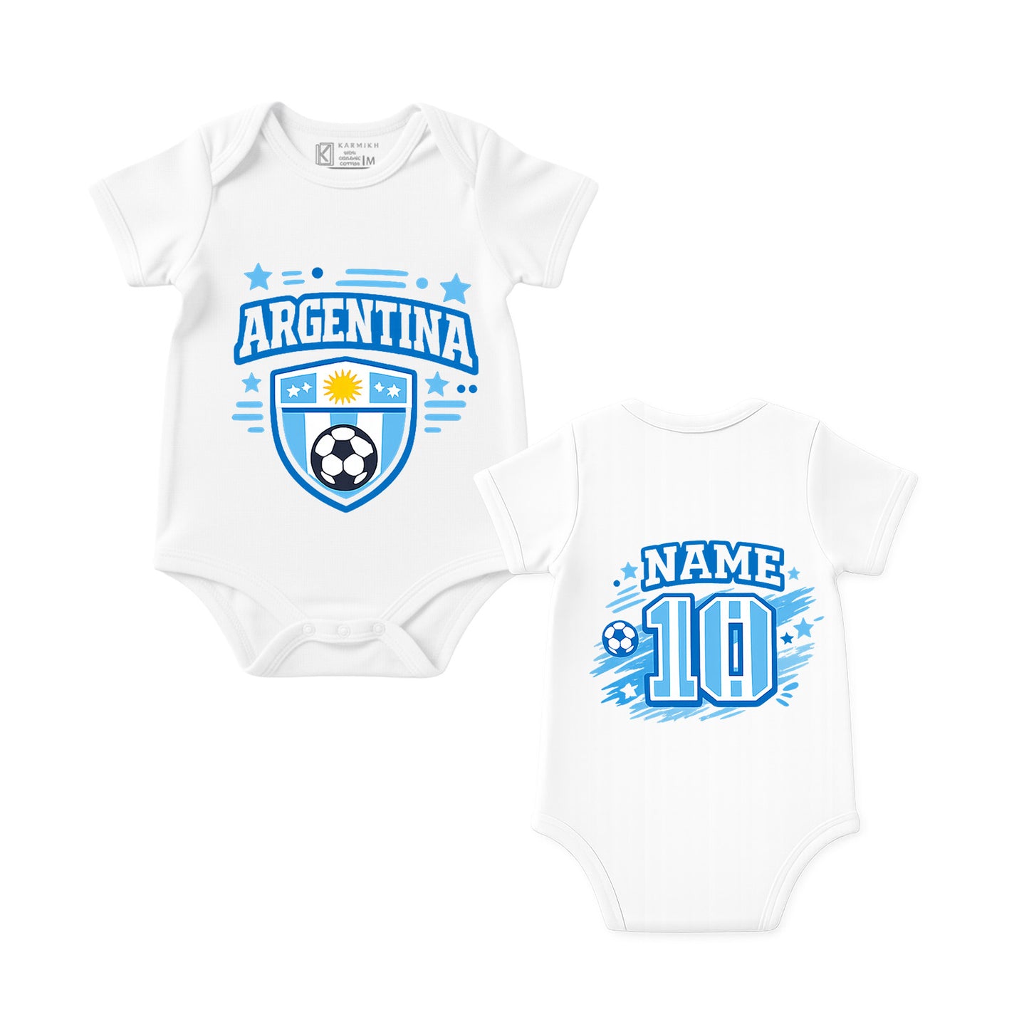 New Born & Baby clothing | Little Argentina Champion Romper with Customized Baby Name Printed | Soft Cotton