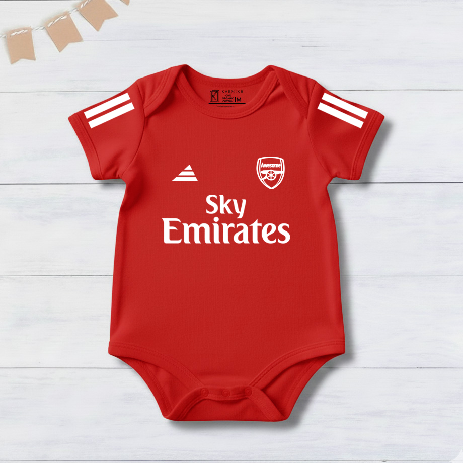 New Born & Baby clothing |White Football Jersey Inspired Inspired Photoshoot Outfit for Baby with Customized Baby Name Printed | Soft Cotton