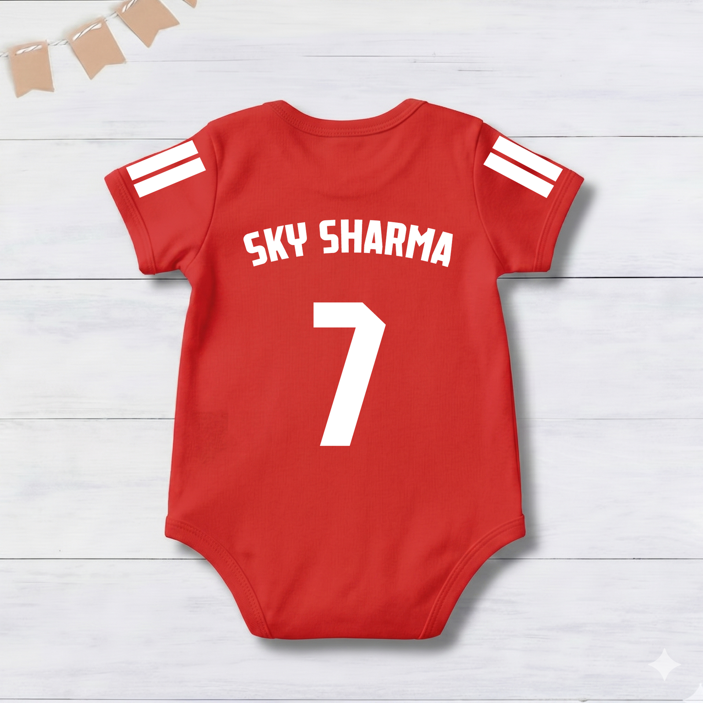 New Born & Baby clothing |White Football Jersey Inspired Inspired Photoshoot Outfit for Baby with Customized Baby Name Printed | Soft Cotton