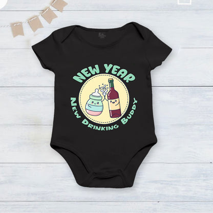 New Born & Baby Clothing | Baby First New Year New Drinking Buddy | Soft Cotton
