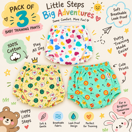 New Born & Baby Clothing | Pack of 3 Baby Training Pants – Cute & Comfortable | Soft Cotton