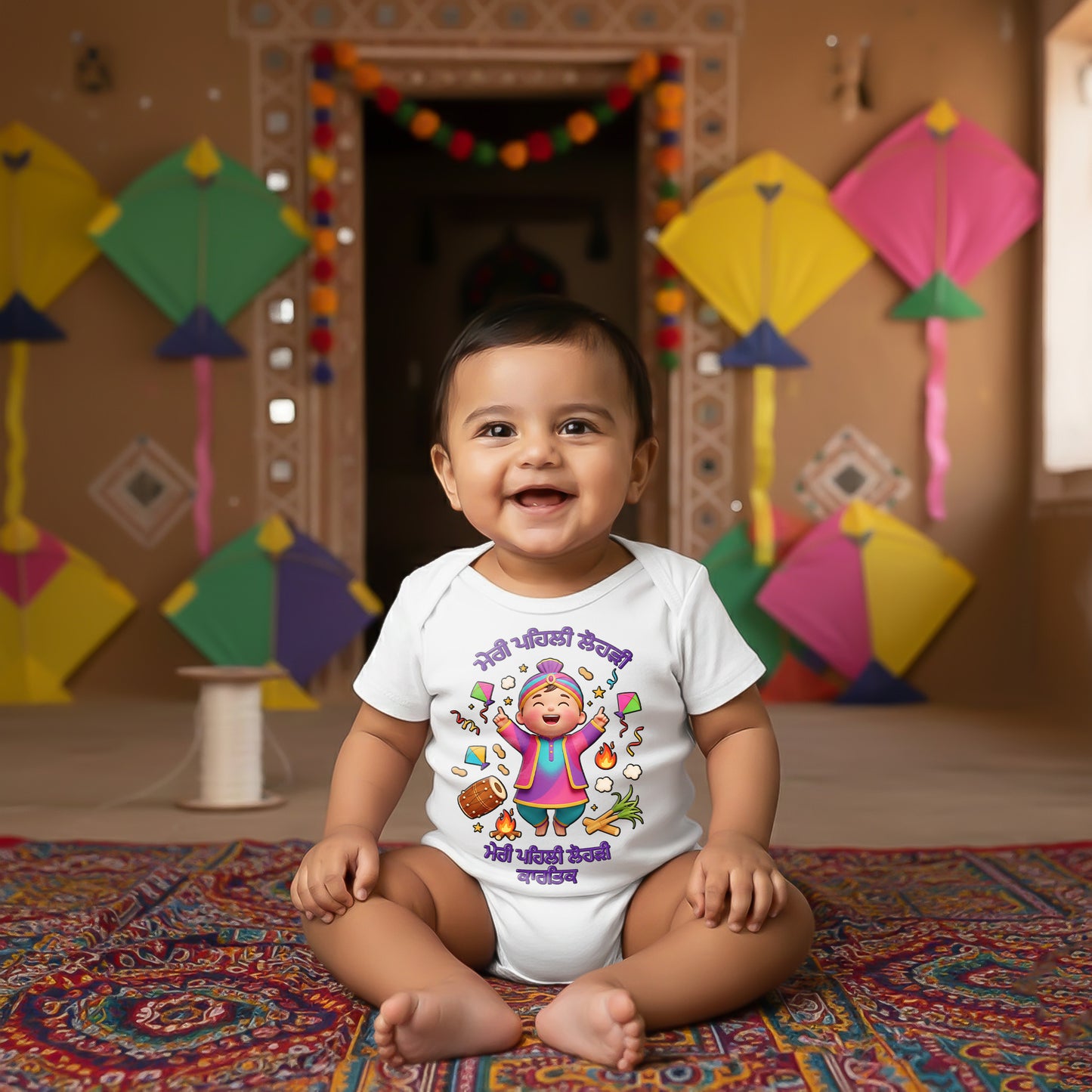 My First Lohri With Family Panjab With Customized Baby Name _ White Onises