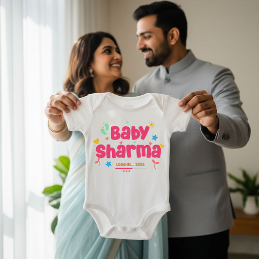 Baby Sharma Loading 2026 White Customized Baby Surname _ White Onesie