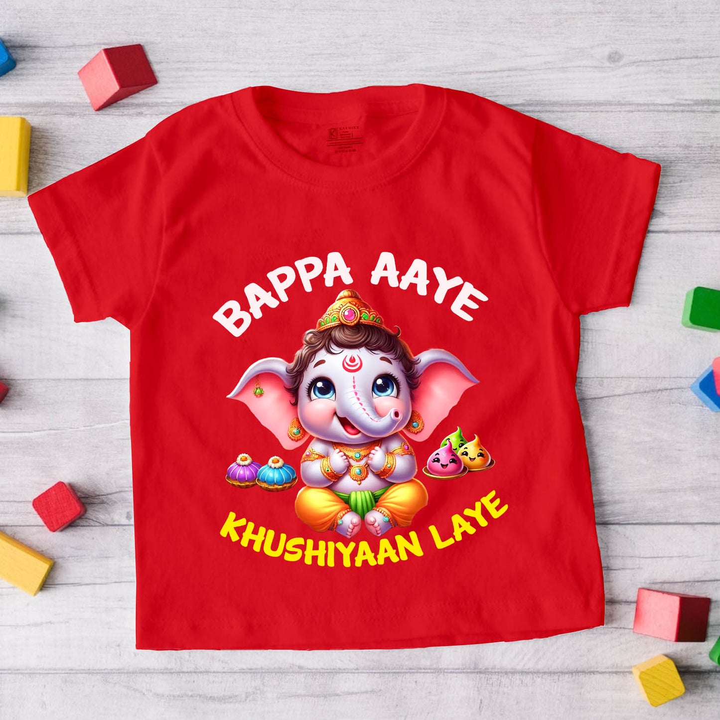 bappa aaye khushiyaan laye red T Shirt