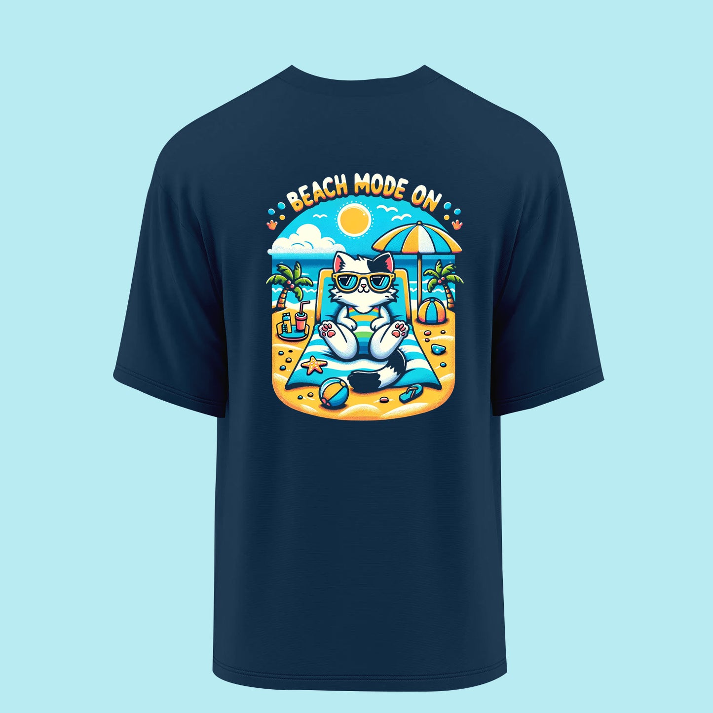Beach Mode Navy 2 Oversized Fit T-shirt