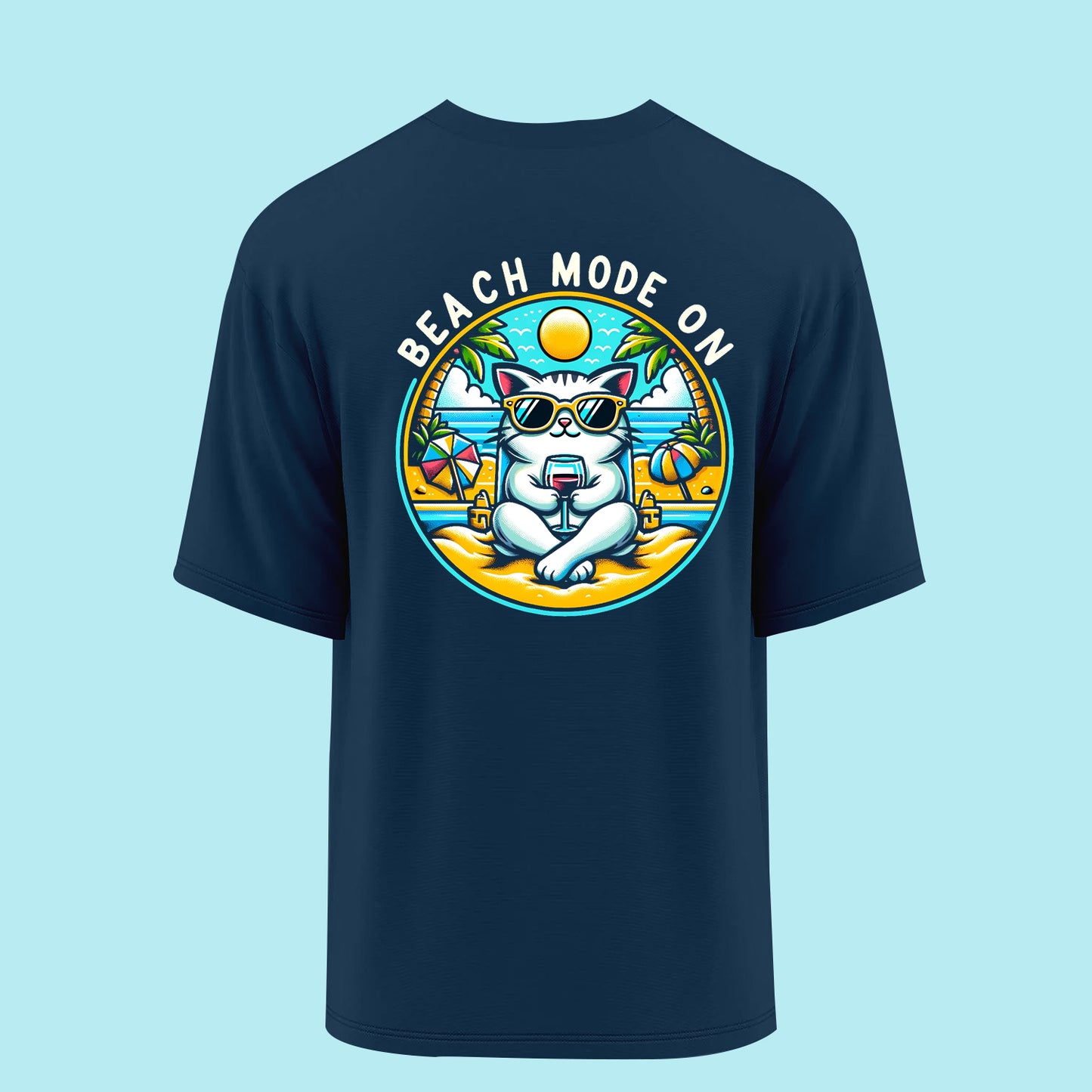 Beach Mode Navy Oversized Fit T-shirt